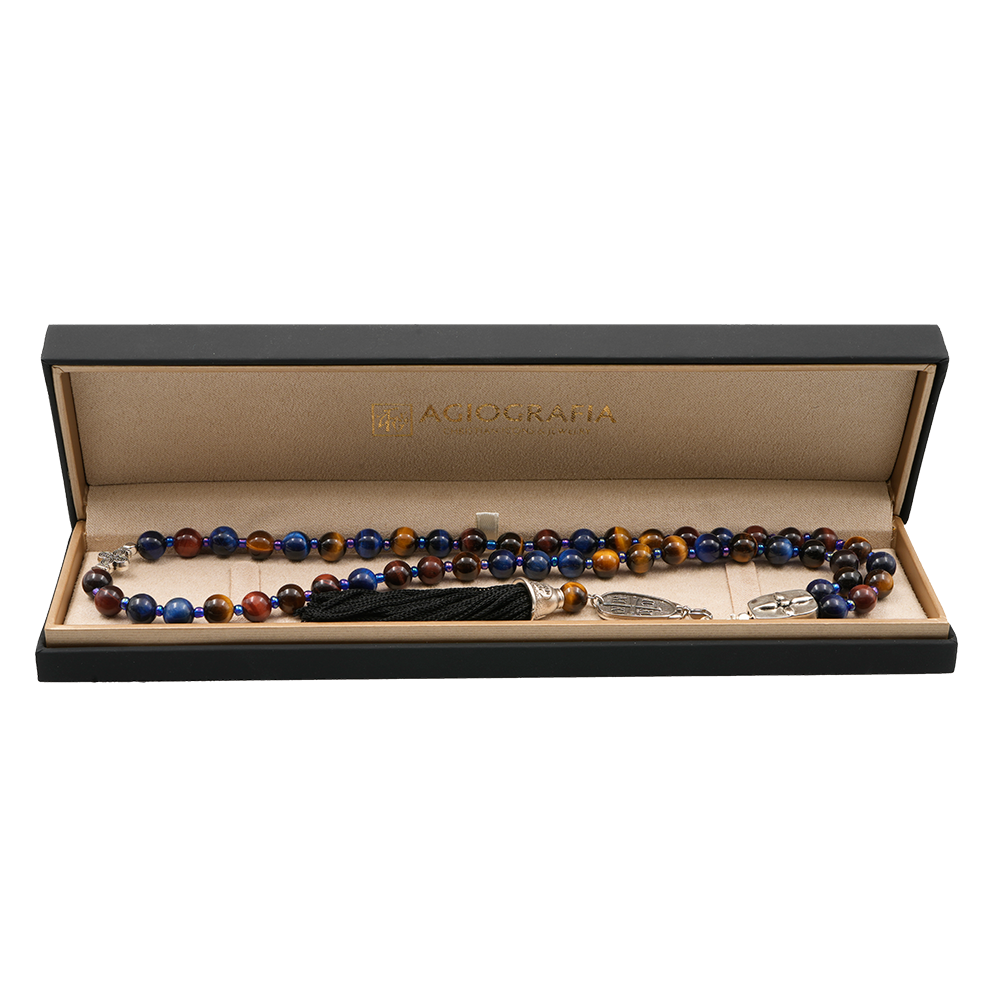 Tiger’s Eye 925 Sterling Silver Plated  50 beads Christian Decorative Rosary [Limited Edition]