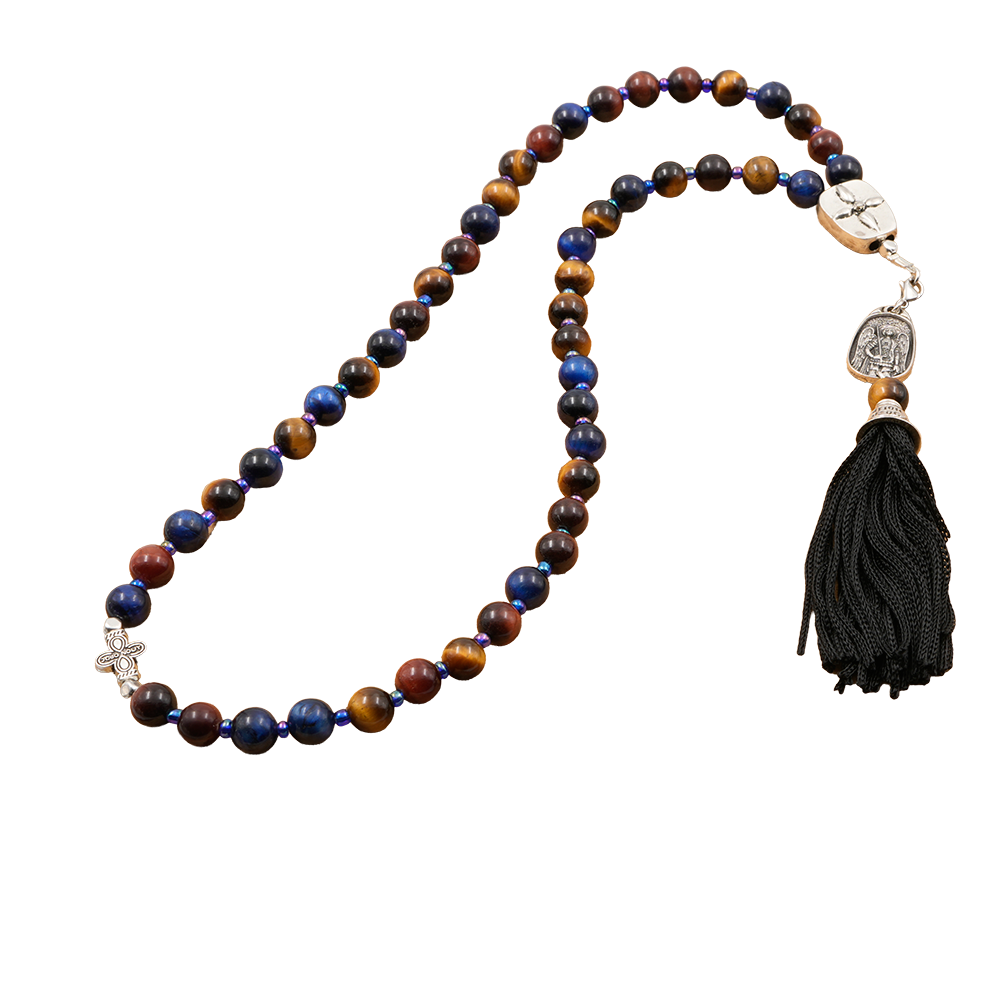 Tiger’s Eye 925 Sterling Silver Plated  50 beads Christian Decorative Rosary [Limited Edition]