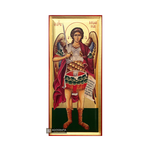 Archangel Michael Byzantine Orthodox Wood Icon with Gold Leaf