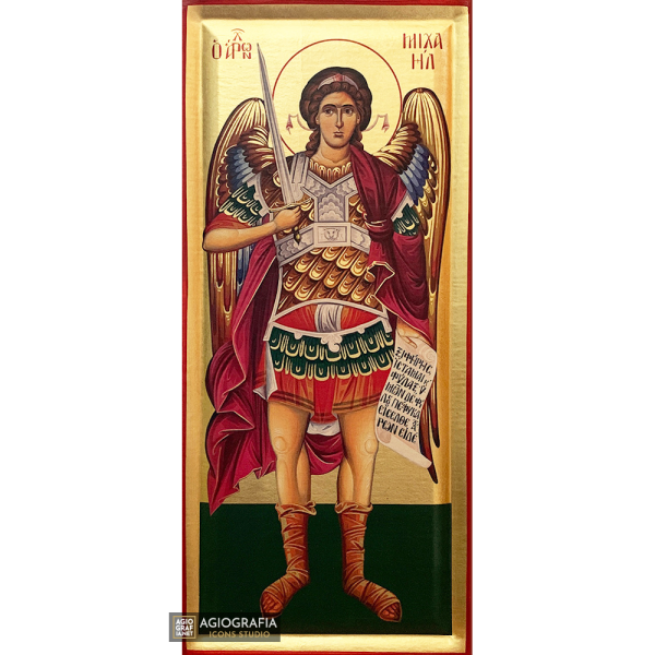 Archangel Michael Byzantine Orthodox Wood Icon with Gold Leaf