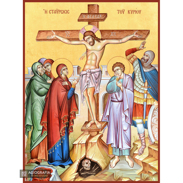 22k Crucifixion of the Lord - Gold Leaf Christian Orthodox Icon