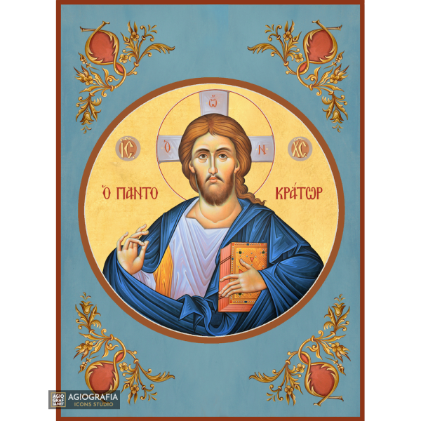 22k Jesus Christ the Almighty (Pantokrator) - Gold Leaf Orthodox Icon