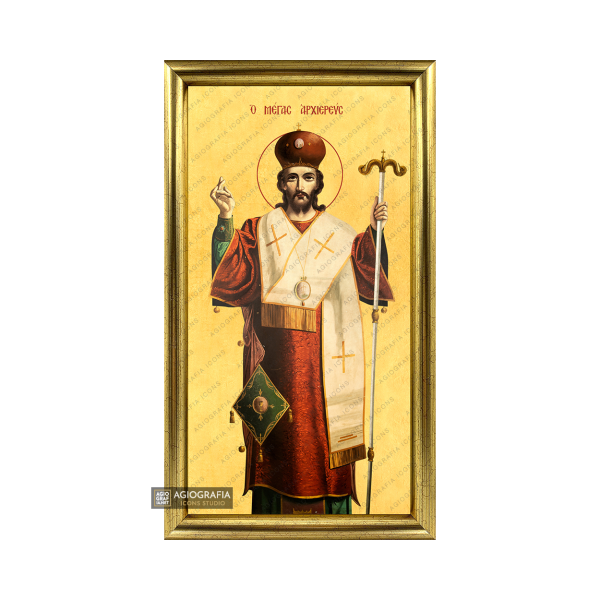 22k Jesus Christ Great Archbishop Framed Christian Icon with Gold Leaf