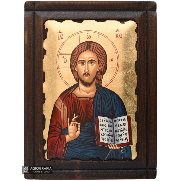 Jesus Christ the One who blesses Christian Orthodox Icon Gold Leaf