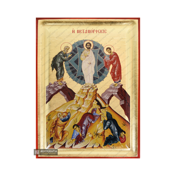 Transfiguration of Jesus Christ Orthodox Wood Icon with Gold Leaf