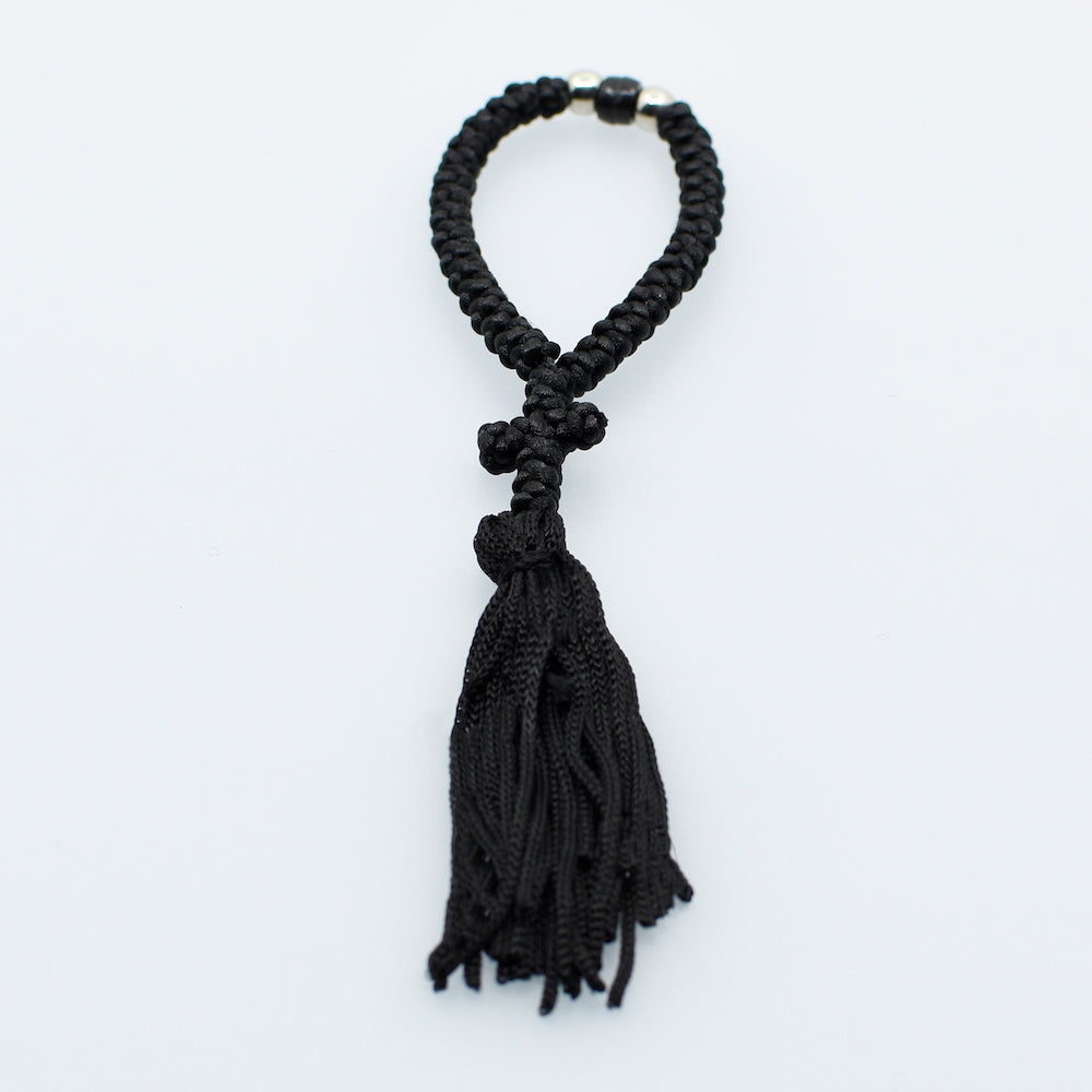 33 Knots Prayer Rope Komboskini – Black Silk Thin Rope with Black