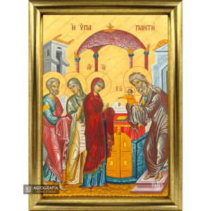 22k Presentation of The Lord Framed Christian Icon with Gold Leaf