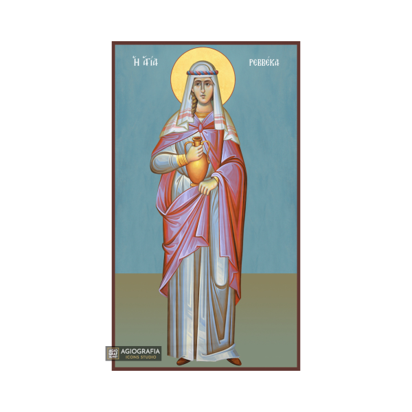 St Rebecca Christian Orthodox Wood Icon with Blue Background