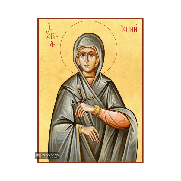22k St Agni - Gold Leaf Background Christian Orthodox Icon