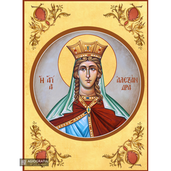 22k St Alexandra - Gold Leaf Background Christian Orthodox Icon