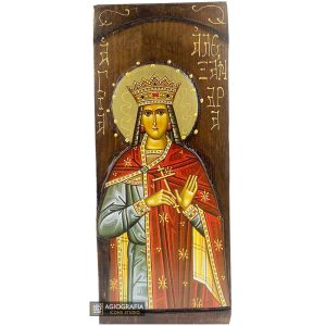 St Alexandra Christian Orthodox Gold Print Icon on Carved Wood