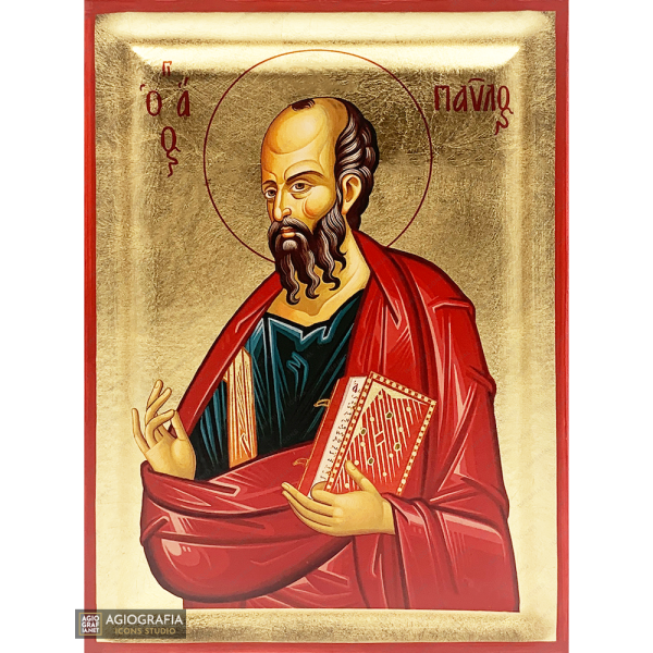 St Apostle Paul Greek Orthodox Wood Icon with Gold Leaf