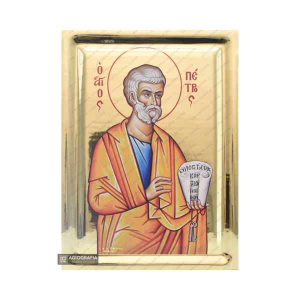 St Apostle Peter Gold Leaf with Gilding Effect Greek Orthodox Icon