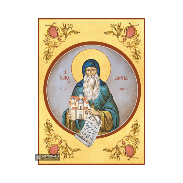 22k St David of Evia - Gold Leaf Background Christian Orthodox Icon