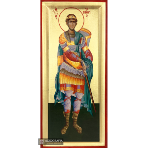 St Demetrius Byzantine Orthodox Wood Icon with Gold Leaf