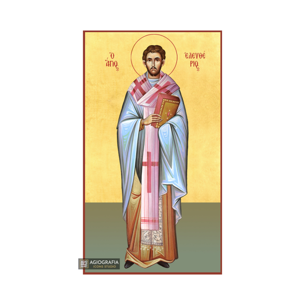 22k St Eleftherios - Gold Leaf Background Christian Orthodox Icon