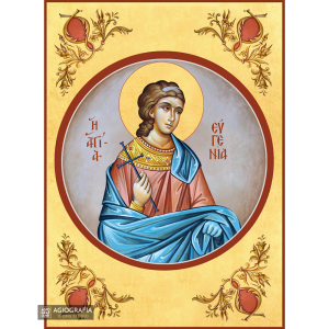 22k St Evgenia - Gold Leaf Background Christian Orthodox Icon