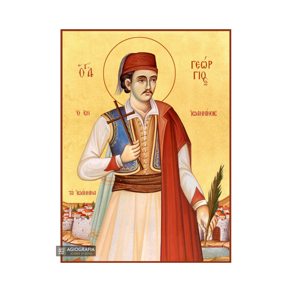 22k St George of Ioannina - Gold Leaf Background Orthodox Icon