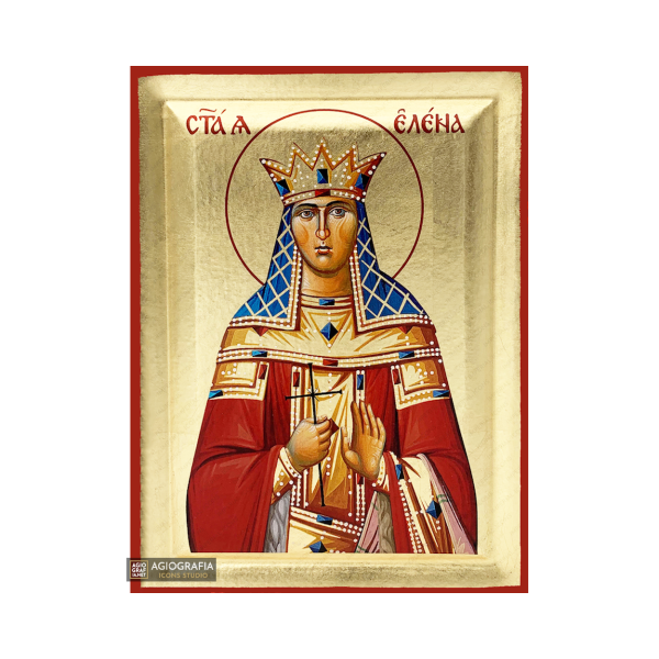 St Helen Greek Byzantine Orthodox Icon on Wood with Gold Leaf