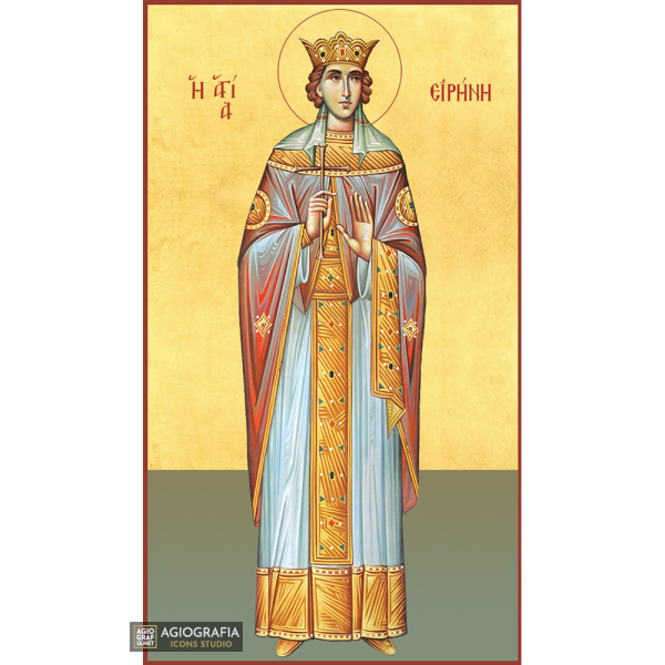 22k St Irene - Gold Leaf Background Christian Orthodox Icon