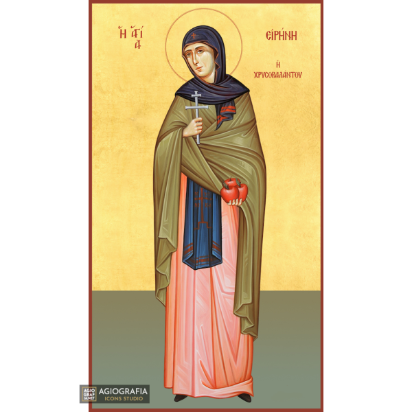 22k St Irene Chrisovalantou - Gold Leaf Background Orthodox Icon
