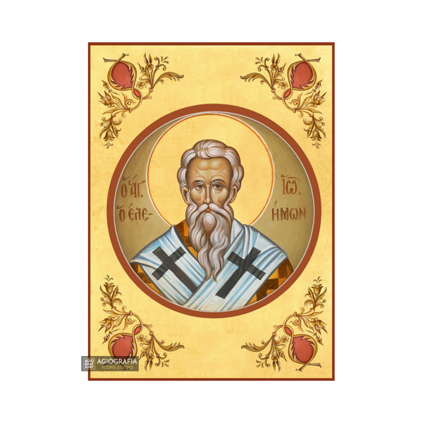 22k St John the Merciful - Gold Leaf Background Greek Orthodox Icon