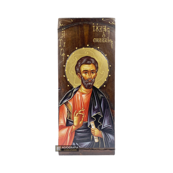 St Apostle Judas Thaddeus Christian Gold Print Icon on Carved Wood