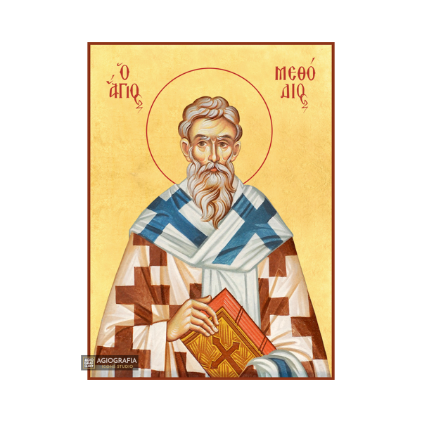 22k St Methodius - Gold Leaf Background Christian Orthodox Icon