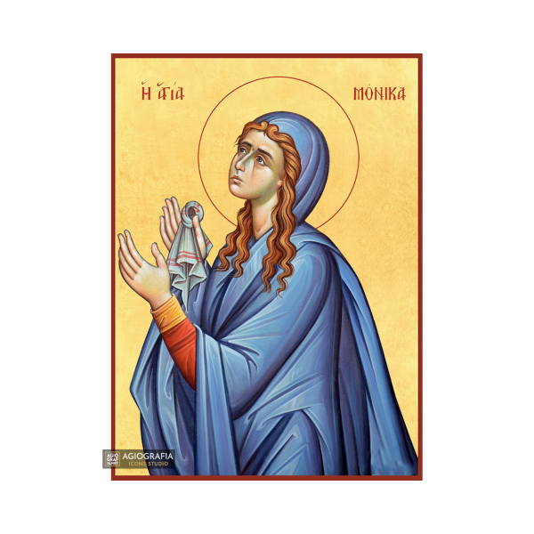 22k St Monica - Gold Leaf Background Christian Orthodox Icon