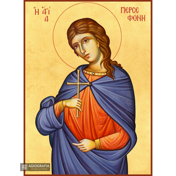 22k St Persephone - Gold Leaf Background Christian Orthodox Icon