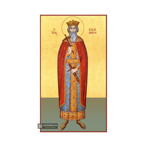 22k St Vladimir King - Gold Leaf Background Christian Orthodox Icon