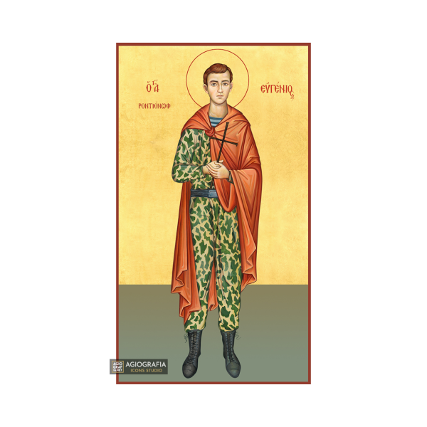 22k St Yevgeny Rodionov - Gold Leaf Background Orthodox Icon