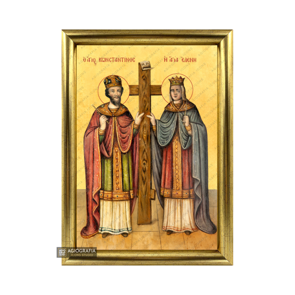 22k Sts Constantine & Helen - Exclusive Framed Gold Leaf Greek Icon