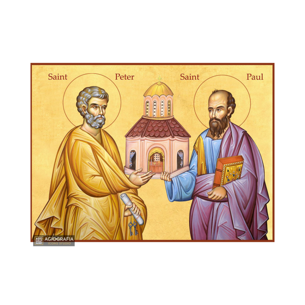 22k Sts Apostles Peter and Paul - Gold Leaf Background Orthodox Icon