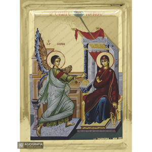 Annunciation of the Theotokos Christian Icon Wood with Gilding Effect