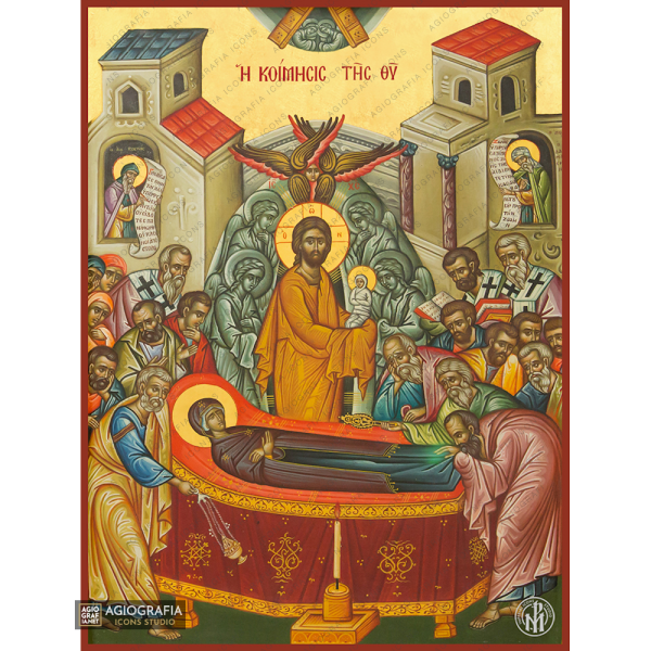 22k Virgin Mary Dormition - Exclusive Mt Athos Gold Leaf Orthodox Icon