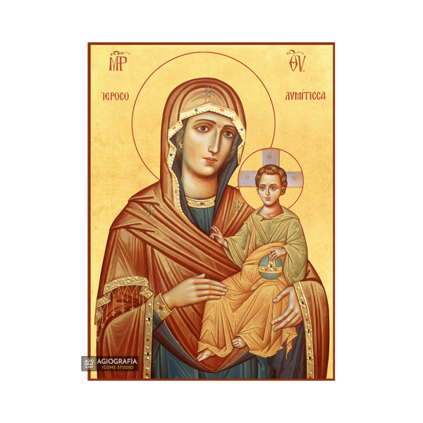 22k Virgin Mary of Jerusalem - Gold Leaf Christian Orthodox Icon