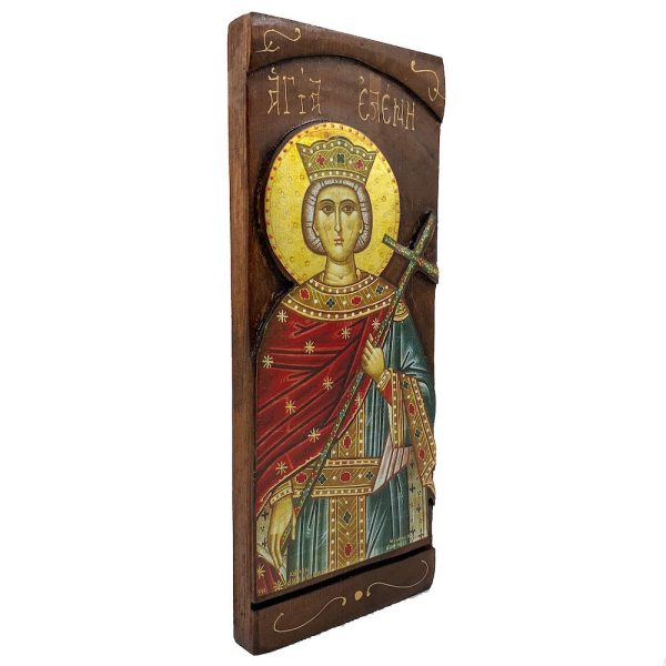 St Helen - Wood curved Byzantine Christian Orthodox Icon on Natural solid Wood