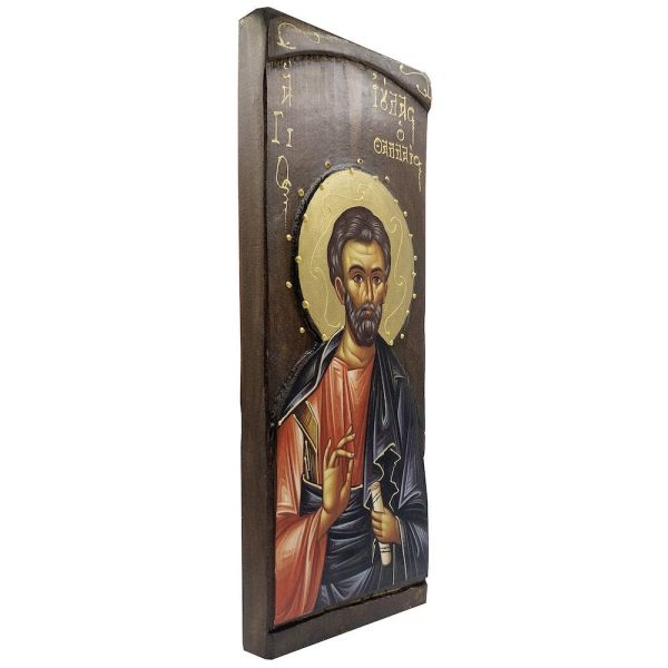 St Apostle Judas Thaddeus - Wood curved Byzantine Christian Orthodox Icon on Natural solid Wood