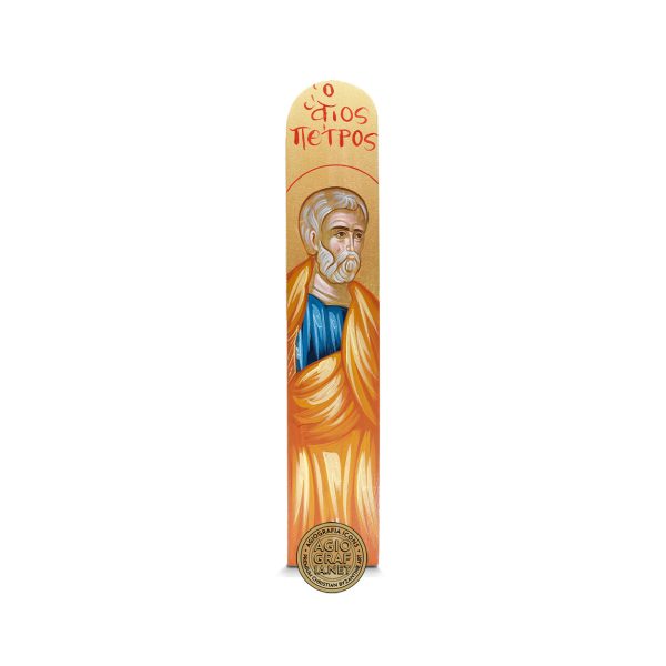 Handwritten Apostle Peter Greek Orthodox Wood Icon with Gold Leaf