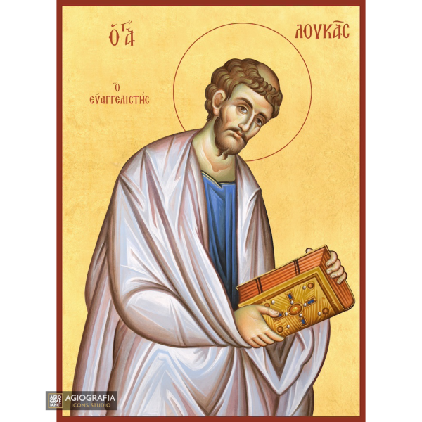 22k Saint Apostle Luke Orthodox Icon with Gold Leaf Background