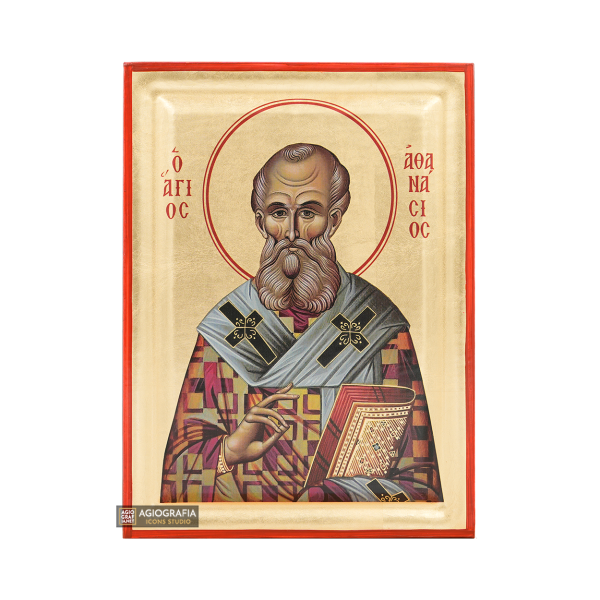 Saint Athanasios the Great Orthodox Icon with Gold Leaves