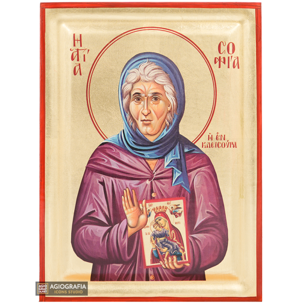 Saint Sophia of Klisoura Christian Orthodox Icon with Gold Leaves