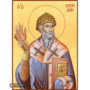 22k Saint Spiridon Premium Gold Leaf Christian Orthodox Icon