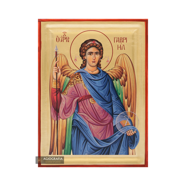 Archangel Gabriel Orthodox Icon with Matte Gold Leaves