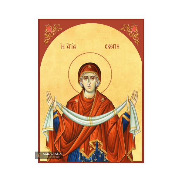 22k Holy Protection Of Theotokos Exclusive Gold Leaf Icon