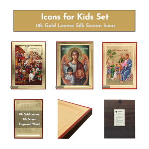 18k Icons for Kids Set - 3 Small Gold Leaf Christian Icons