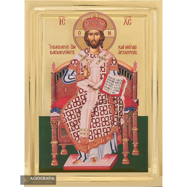 Jesus Christ Great Archbishop Icon with Gilding Effect