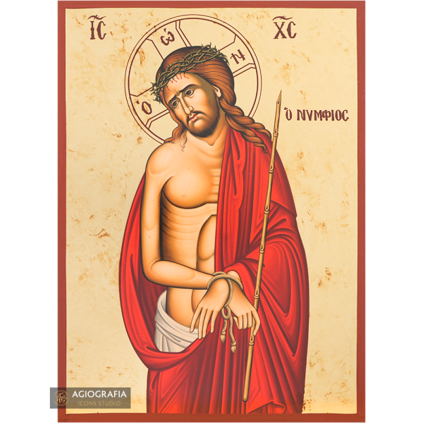 Jesus Christ The Bridegroom Gold Print Icon on Aged Gold Foil