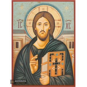 Jesus Christ of Sinai Gold Print Greek Icon with Aged Gold Foil